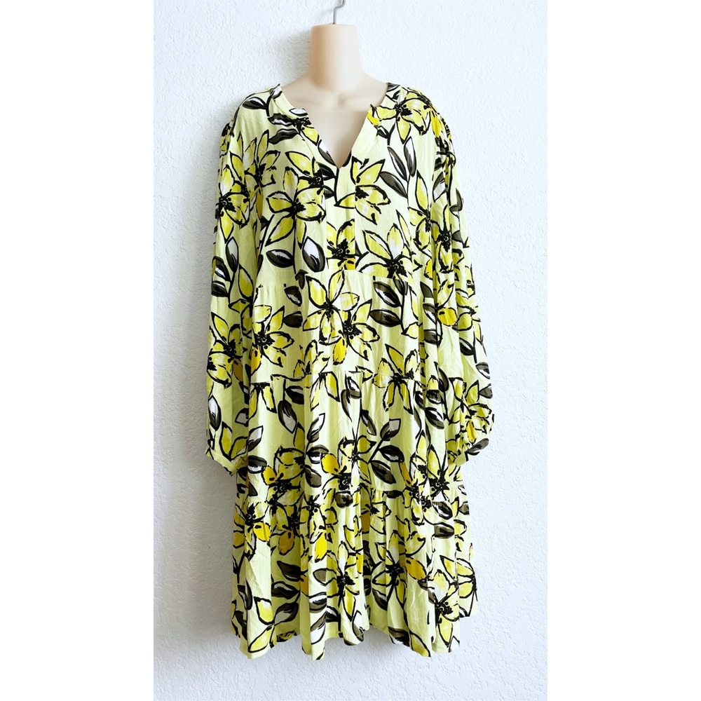 Anthropologie Yellow Floral Midi Dress